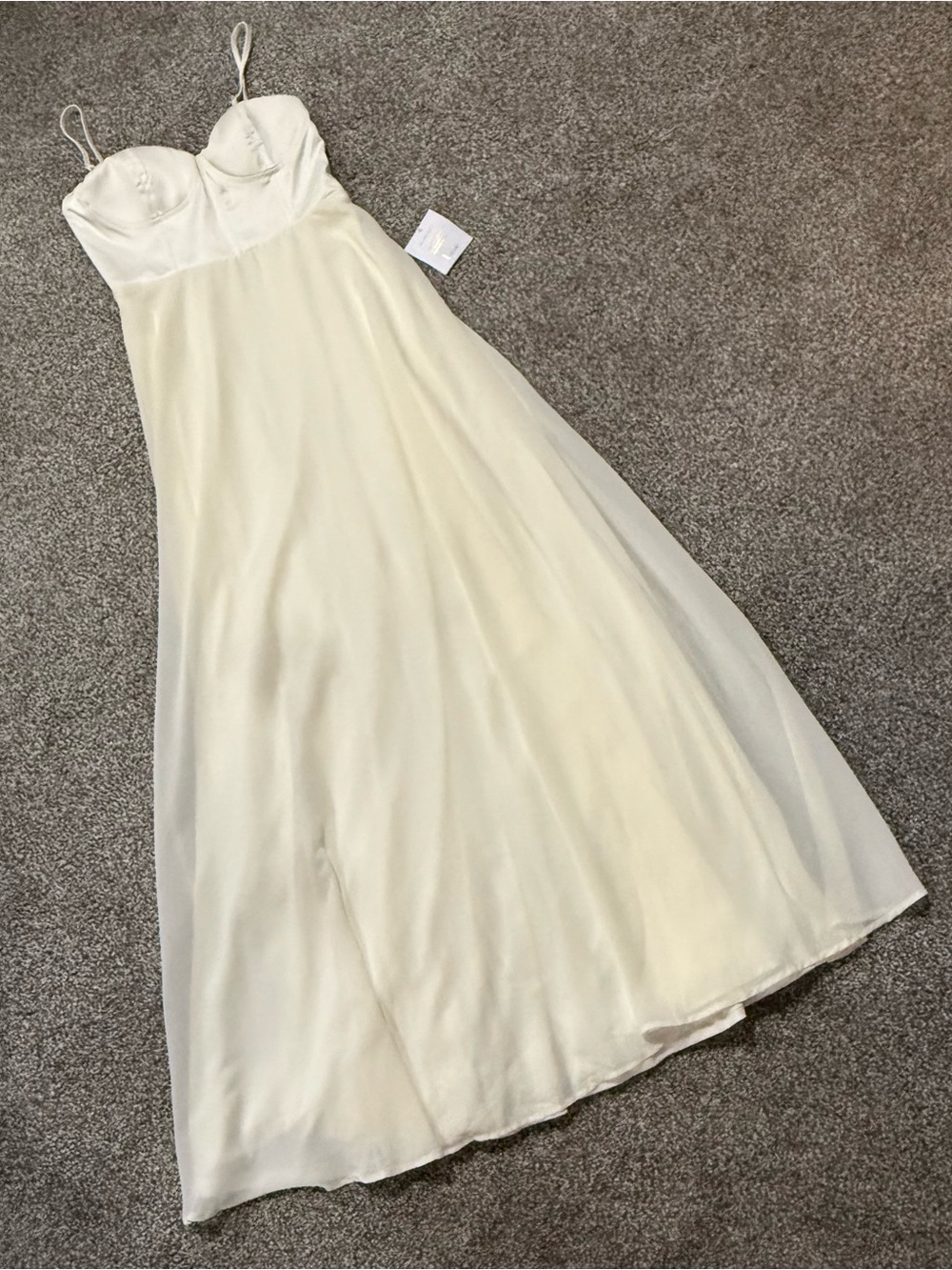 Lulus Size M Bustier Cream Maxi Dress Beach Wedding Ready Needs Bride - NWT